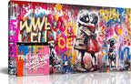 CIRABKY Graffiti Wall Art - Colorful Banksy Wall Art - Boy Kiss Girl Print - 20" x 40"