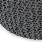 Nahunta Knitted Round Pouf - Cotton - Gray