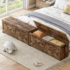 GarveeHome 47.2 in Storage Chest, Wooden Storage Bench with Safety Hinges, Easy Assembly, Large Shoe Bench for Entryway, Living Room, Bedroom