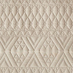 akkialla Twin Size Quilt Bedding Set,Beige Lightweight Microfiber Soft Bedspreads,Modern Style Geoetric Pattern Coverlet Set for All Seasons,2 Piece(1 Quilt,1Pillow Sham)