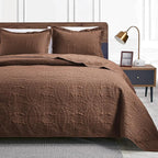 Love's cabin Twin Quilt Set Brown Bedspreads Bedding Set - Soft Bed Lightweight Bedspread Comforter - Modern Style Coin Pattern Coverlet for All Season - 2 Pieces (1 Quilt, 1 Pillow Sham)