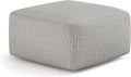 SIMPLIHOME Nate Square Pouf - 20 inch Wide Upholstered Handwoven Cotton Ottoman in Patterned Grey Melange, Boho Footstool or Extra Seating for Living Room with Artisanal Texture, Assembled