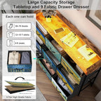 EXOTICA Welfuturer Dresser for Bedroom Van Gogh Dressers with 9 Drawers Chest of Drawers Fabric Clothes Drawer Fabric Closet Organizer for Living Room Entryway Nursery Sturdy Steel Frame Wood Top