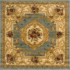 Rugs.com Chateau Collection Rug – 4 Ft Square Light Blue Medium Rug Perfect for Living Rooms, Kitchens, Entryways