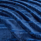 Oversized King Fleece Blanket 120x120 Inches, Seamless Soft Cozy 3D Jacquard Flannel Blanket 10'x10' Extra Large for Bed, Sofa, Couch, Travel & Camping, California King Throw, Blue