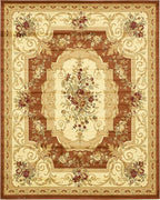 Rugs.com Chateau Collection Rug – 8' x 10' Brick Red Medium Rug Perfect for Living Rooms, Large Dining Rooms, Open Floorplans