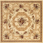 Rugs.com Chateau Collection Rug – 7' Square Cream Medium Rug Perfect for Living Rooms, Kitchens, Entryways
