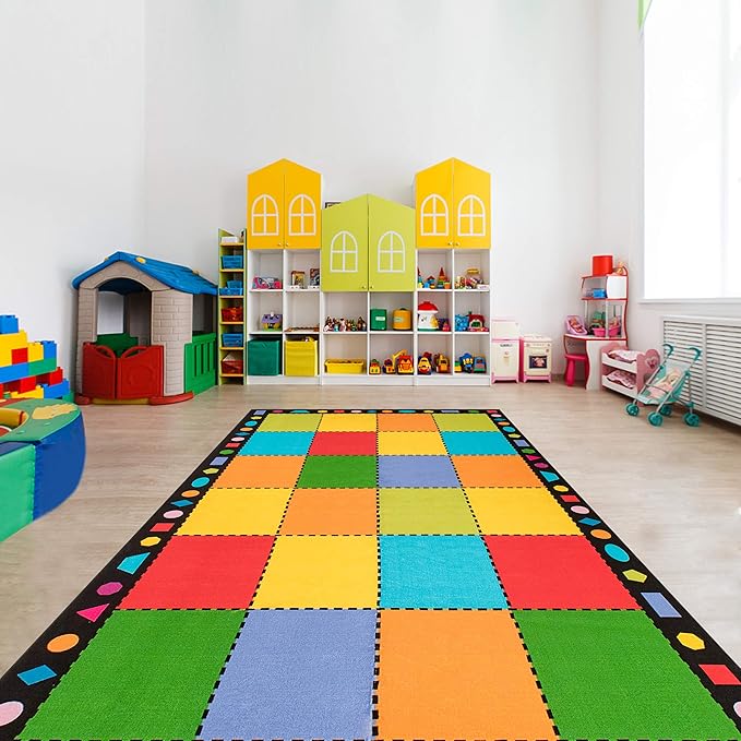 Booooom Jackson Classroom Rug 7.5x13ft Large Classroom Carpet Elementary Suitable for Rainbow or Colorful Classroom Theme