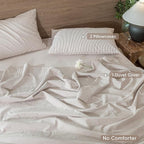MooMee Striped Duvet Cover Set 100% Washed Cotton Linen Like Textured Breathable Durable Soft Comfy (Orange Pinstripes, Palatial King/Oversized King 120"x98")