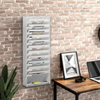 13 Tier Hanging Wall File Holder, Metal A4 Wall Mounted Document Holder, Vertical Hanging Mail Organizer, Magazine Storage Rack with Tray for Office Home Classroom, White