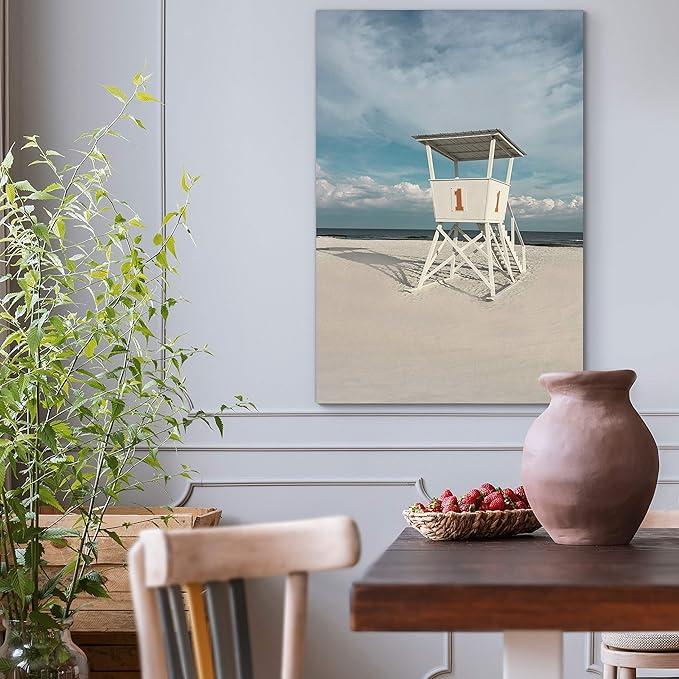 Renditions Gallery Canvas Romantic Wall Art Modern Paintings Decorations Cloudy Coast Guard View Glam Nature Wall Hanging Artwork Prints for Bedroom Living Room Office Kitchen - 32"x48" LT06