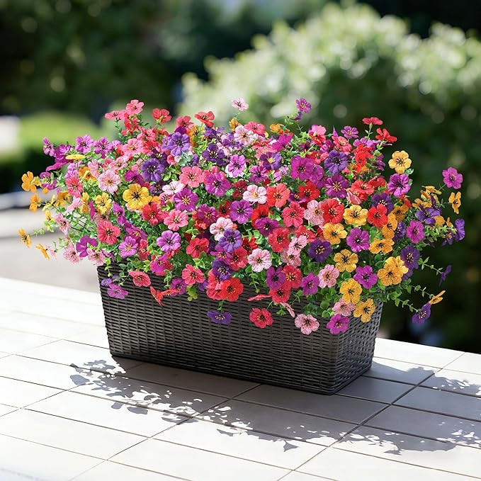 Ivydale Artificial Flowers for Outdoor 24 Bundles Fake Mums UV Resistant Silk Daisy Faux Plants for Outside Planter Home Porch Patio Window Box Decor, Purple