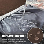 Waterproof Patio Stretch Couch Cushion Covers, Outdoor Cushion Cover Replacement Sectional Sofa Protector, Furniture Slipcovers for Pets, Washable(Chocolate, Chaise Cover)