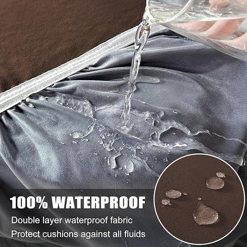 100% Waterproof Couch Cushion Covers Chair Seat Cover, Stretch Sofa Cushion Covers for Sectional Sofa, Reversible Furniture Protector Covers for Pets, Washable (Chair Cushion, Chocolate)