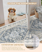 Kitchen Runner Rug Non Slip Washable 2.5x8, Soft Low Pile Entryway Rug Runners for Hallways,Carpet Runner for Living Room,Kitchen, Laundry, Bathroom(Blue/Beige,2.5'x8')