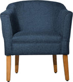 HomePop Barrel Shaped Accent Chair,Arm Rest, WOOD AND POLYESTER,Blue Medium