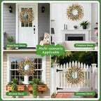 Wreaths for Front Door, 24 Inch Spring/Summer Front Door Wreath, Colorful Paper Flower Wreath for All Seasons for Indoor Home Wall Window Office Wedding Farmhouse Decor (Orange)