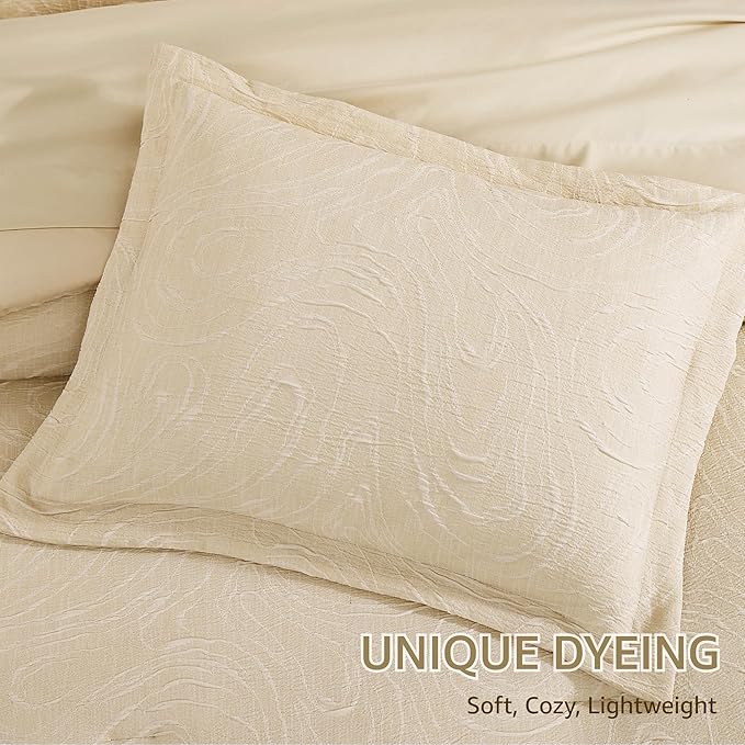 Monbix King Size Comforter Set, Birch Marble Pattern King Size Bed Set Reversible, King Bedding Set 7 Pieces, Bed in a Bag with Comforter, Sheets, Pillowcases & Shams