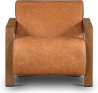 Poly & BARK Giza Lounge Chair in Full-Grain Pure-Aniline Italian Tanned Leather in Cognac Tan Leather