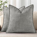 decorUhome Chenille Throw Pillow Covers 16x16 Set of 2, Thick Textured Slubby Neutral Decorative Pillow Covers with Elegant Design for Couch, Sofa, Living Room, Neutral Grey