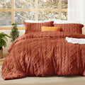 Bedsure Tufted Boho Comforter Set California King - Terracotta Boho Bed Set, GentleSoft™ 3 Pieces Farmhouse Shabby Chic Embroidery Bedding, Gifts for Woman, Soft Jacquard Comforter for All Seasons