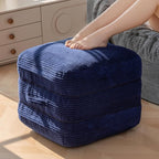 HIGOGOGO Pouf Ottoman Stuffed Square Modern Foam Filled Foot Rest Poufs 20 X 18 Inches Modular Ottomans Separated Into Floor Cushions for Living Room Chair Decorative Stool, Navy