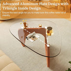 Coffee Tables Glass Small Farmhouse Coffee Table Mid-Century Modern Wood Center Table for Living Room, Walnut Transparent, 32 Inch