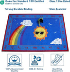 KIDCARPET.COM Shine Bright Learning Rainbow Rug 4' x 6' Rectangle for School or Classroom | Kids Learning Numbers, Colors & Alphabets | Playroom Area Rug