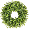 Vlorart 20 Inch Boxwood Wreaths for Front Door，Artificial Spring Wreath for Wall Farmhouse Wedding Front Porch Green Wreaths Year Round Indoor Outdoor for Summer Christmas Wreath Home Decorations