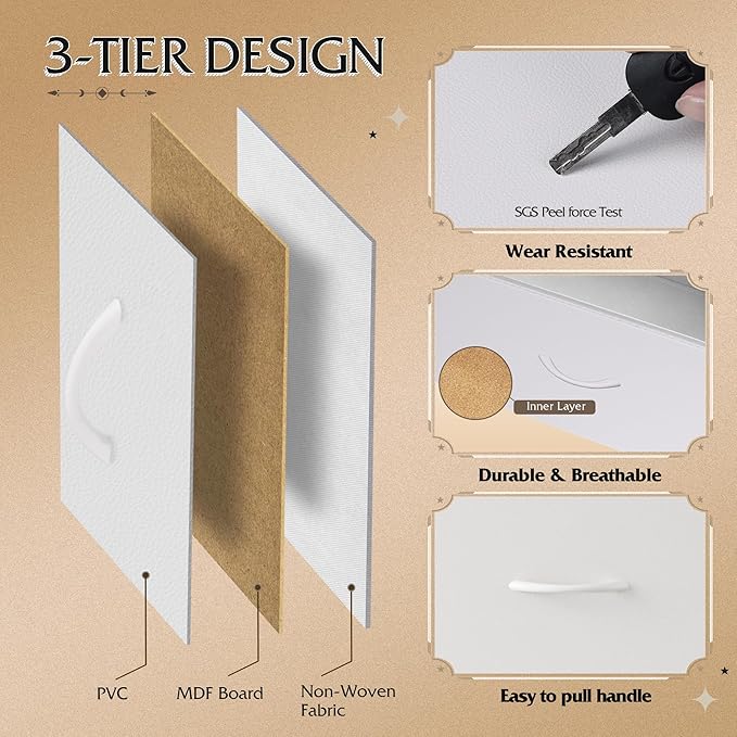 WLIVE Dresser for Bedroom with 5 Drawers, Wide Chest of Drawers, Fabric Dresser, Storage Organization Unit with Fabric Bins for Closet, Living Room, Hallway, White