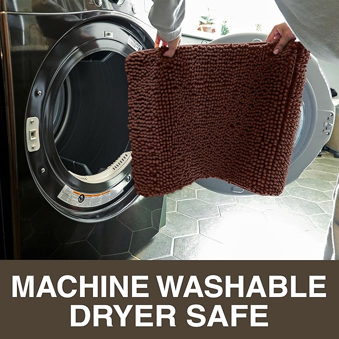 Neater Home Plush Bathroom Rugs 36x24 Thick Chenille Quick Dry Microfiber Absorbent Bath Mat, Soft Bath Rugs, Machine Washable Bathroom Floor Mat for Tub Shower Sink, Home Decor Accessories, Brown