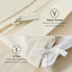 Bedsure 100% Rayon Derived from Bamboo Duvet Cover King Size - Lightweight Silky Cooling Comforter Cover Set for Hot Sleepers, Breathable & Moisture-Wicking Bedding Set, Light Beige