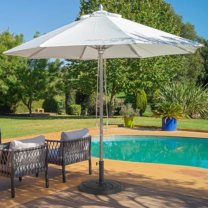 Giantex 40 lbs Patio Umbrella Base, 21.5" Round Market Umbrella Stand for 1.5''-1.9'' Umbrella Poles, Heavy Duty Resin Base with Metal Support Holder for Deck Garden Poolside (40 lbs)