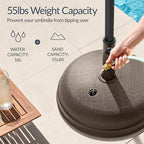 Best Choice Products Fillable Umbrella Base Stand Round Dome Plastic Patio Umbrella Base Stand, Pole Holder for Outdoor, Lawn w/ 55lbs Weight Capacity, Adjustment Knob - Brown