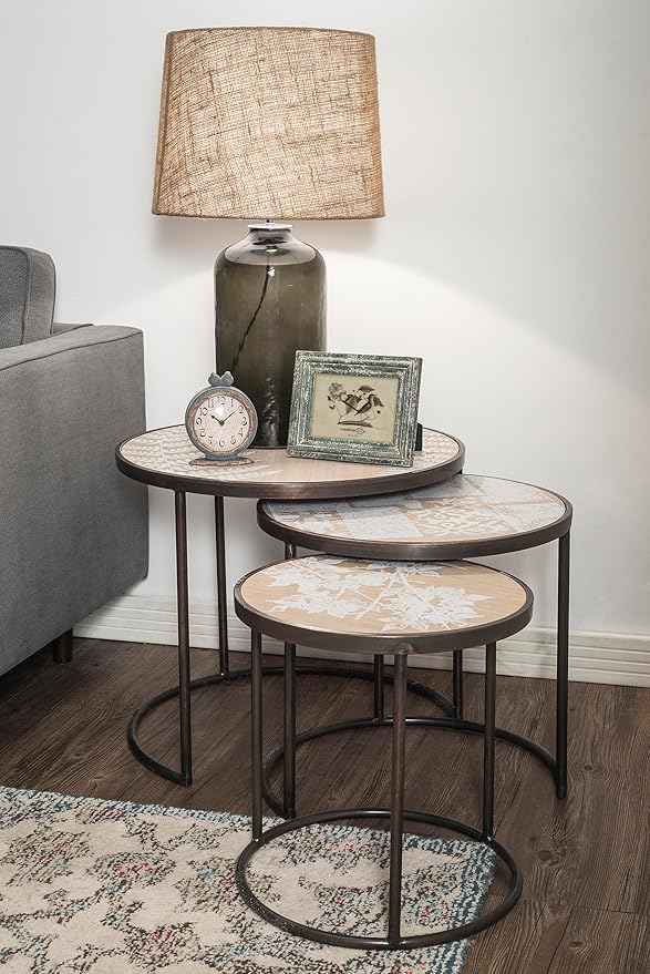 Creative Co-Op Grey Pewter Mantel Clock with Birds