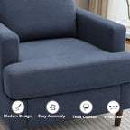 Mid-Century Accent Chair, Comfy Upholstered Reading Accent Chairs for Bedroom, Modern Linen Fabric Armchair for Living Room, Single Sofa Chair with Wood Legs (Blue Grey, 2 Pack)