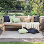 MIULEE Pack of 2 Decorative Outdoor Solid Waterproof Throw Pillow Covers Faux Linen Garden Farmhouse Cushion Cases for Patio Tent Balcony Couch Sofa 20x12 Inch Light Tan