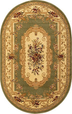 Rugs.com Chateau Collection Rug - 5' x 8' Oval Green Medium Pile Rug