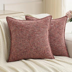 FUTEI Burgundy Decorative Throw Pillow Covers 26x26 Inch Set of 2,Soft Chenille Tweed Textured Euro Pillow Shams,Modern Home Decor for Couch Bed Living Room