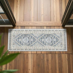 Runner Rug 2x6, Ultra-Thin Entryway Rug Non Slip Washable Rugs for Laundry Room, Runners for Hallways, Vintage Soft Rugs for Living Room, Kitchen, Bedroom(Blue/Beige,2'x6')