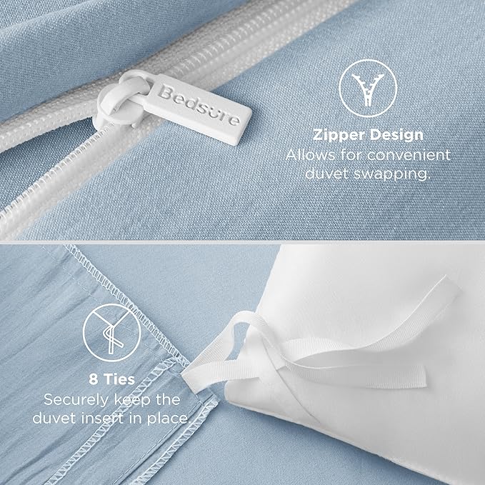 Bedsure Celestial Blue Oversized King Duvet Cover - 3 Pieces Prewashed Extra Soft Bedding Set, Includes 1 Duvet Cover 120x98 Inches with Zipper Closure & 2 Pillow Shams, Comforter Not Included
