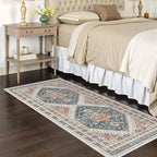 Runner Rug 2x6, Ultra-Thin Entryway Rug Non Slip Washable Rugs for Laundry Room, Runners for Hallways, Vintage Soft Rugs for Living Room, Kitchen, Bedroom(Blue/Red,2'x6')