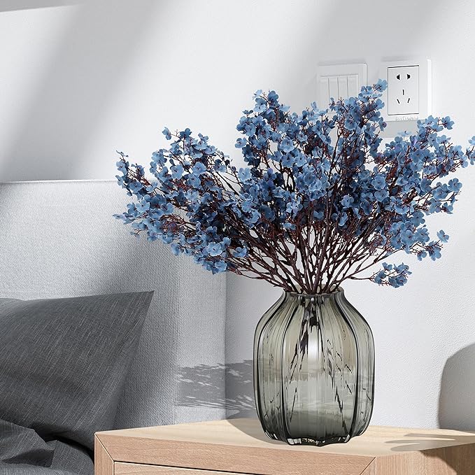 JAKY-Global Babys Breath Silk Artificial Flowers Bulk 6pcs for Fall Decor Fake Flower Bouquet Bulk for Home Kitchen Indoor Bouquet Floral Arrangement Table Centerpieces Party Decor(Blue Ashes)