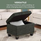 Convenience Concepts Designs4Comfort 5th Avenue Upholstered Storage Ottoman 24" - Contemporary Foot Stool and Seat with Hinged Lid for Living Room, Dining Room, Office, Den, Dark Charcoal Gray Fabric