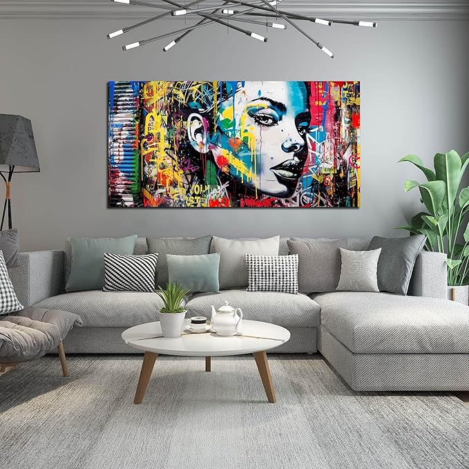 African American Wall Art - Graffiti Art Wall Decor Bedroom - Colorful Wall Decor for Teen Girls Size 24" x 48"