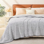 EMME Soft Sherpa Fleece Blanket Reversible Plush Fluffy Large Blanket, Light Weight Warm Decorative Boho Blanket Cover for Sofa, Couch, Bedroom,Travel(Plush Grey,90"x90")