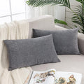GAWAMAY Lumbar Support Pillow Decorative Rectangle Throw Pillow Covers 12"x20" Inch Set of 2, Soft Chenille Fall Pillowcase for Living Room Bedroom Sofa Couch Cushion Cover Grey 30x50cm (No Insert)