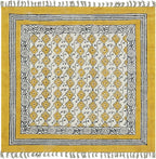 Area Rug 4' Square Rug Yellow & Beige Cotton Dhurrie Oriental Thick 0.19 inches Stone Easy Washable Rug Hand Wash Cotton Carpet Flatweave Rug Indoor Outdoor Rugs for Kitchen, Bedside, Enterway