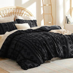 Bedsure Boho Duvet Cover King Size, Soft & Comfortable Elegant Design Boho Bedding for Decoration, Machine Washable Comforter Cover for All Seasons,Includes 1 Duvet Cover & 2 Pillow Shams,Black