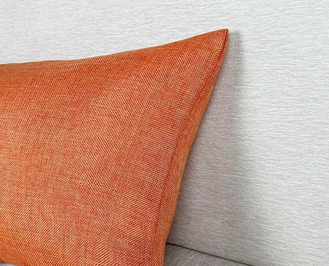 Aiking Home Woven Fine Faux Linen Throw Pillow Cover, Size 12"x24", Orange